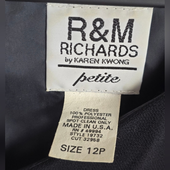 Vintage R&M Richards Black Sheath Dress 12P - Picture 4 of 8